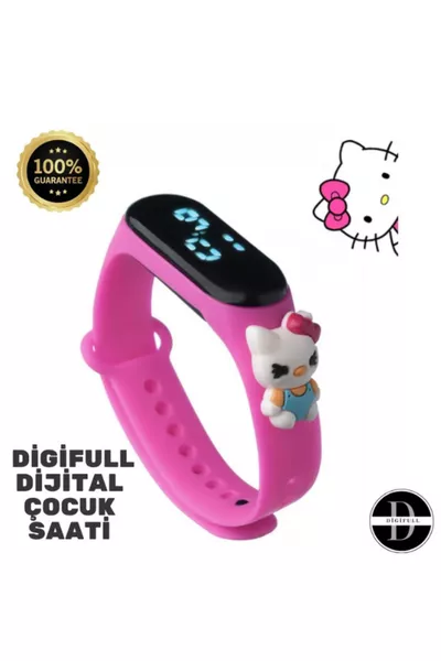 ساعة يد للأطفال ديجيفول الرقمية التي تعمل باللمس مقاومة للماء مع أشكال، لون وردي