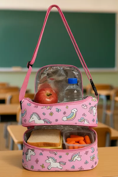Lunch Bag with Thermos for Boys and Girls, School Meal Thermal Bag, Preschool, 2-Compartment Insulated