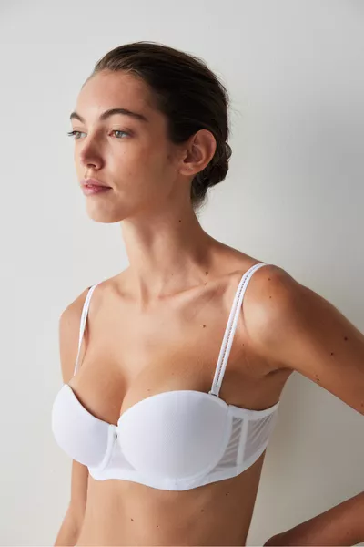 White Padded Pop-Up Bra
