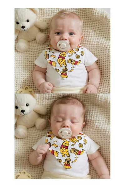 مريلة رضّع عضوية مزدوجة الطبقات بنقشة للجنسين -  قطع