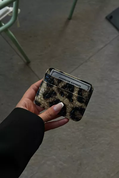 Leopard Print Faux Leather Card Holder Mini Wallet