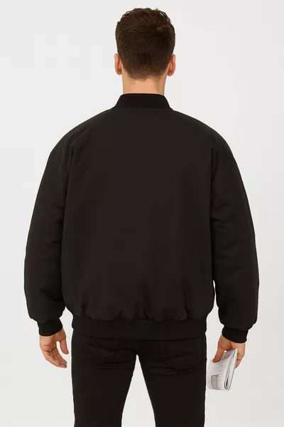 Unisex Men's Fit Black Bomber Jacket