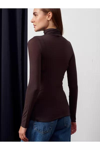  بلوز كشمير بياقة صياد - بني