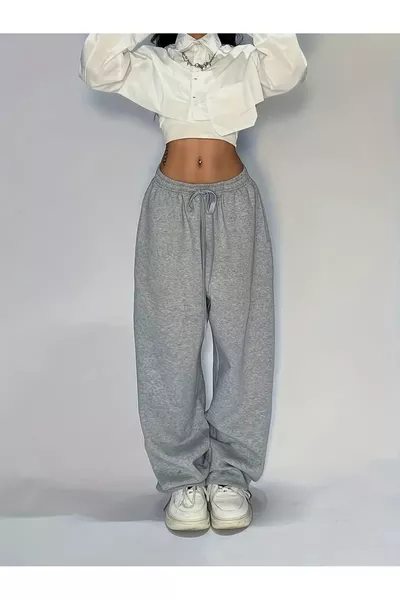 Gri Kadınlar İçin Şık Düz Renkli İpli Bel Pantolon - Şık Rahat Her Mevsim İçin Mükemmelfc