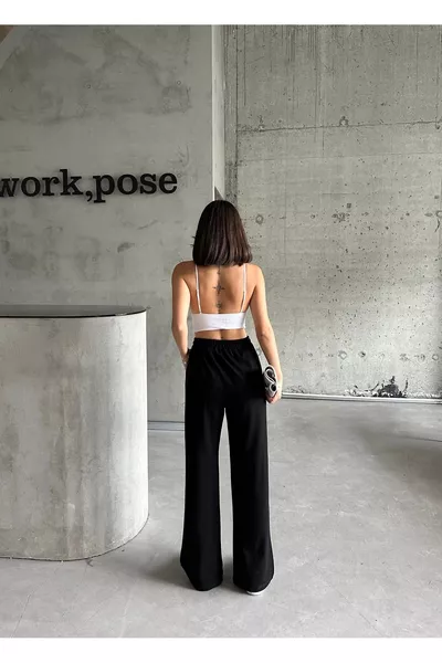 Damen Jogginghose mit hohem Bund, weitem Bein und lockerem Schnitt