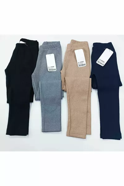 Gerippte, elastische, schlichte Kinderleggings 4-teiliges Set