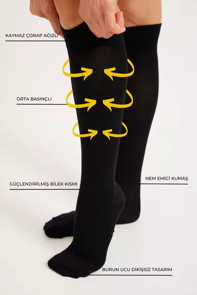 Black Knee-High Compression Socks