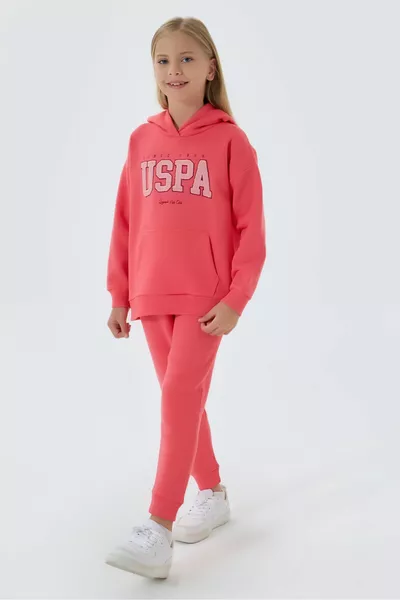 US Polo Assn Girls Pink Tracksuit