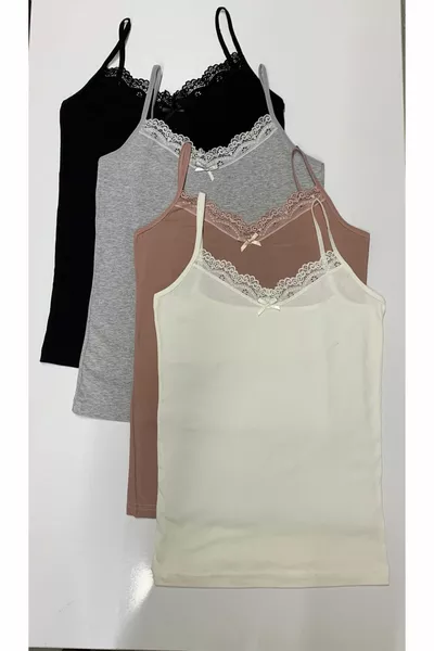 Kanten jersey met elastaan 4-delige tanktop