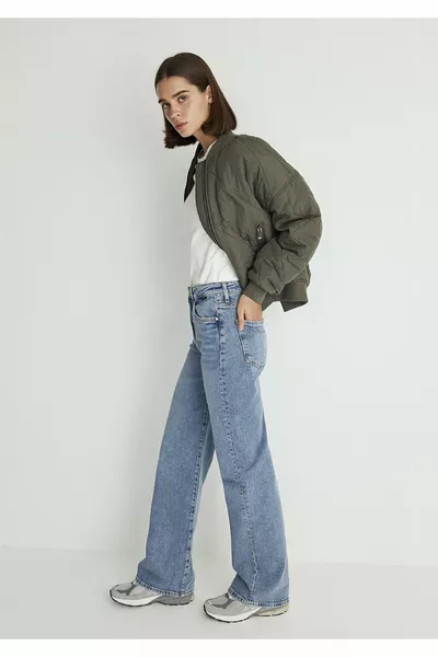 Victoria Premium Nebelblauer Offener Jeanshose 