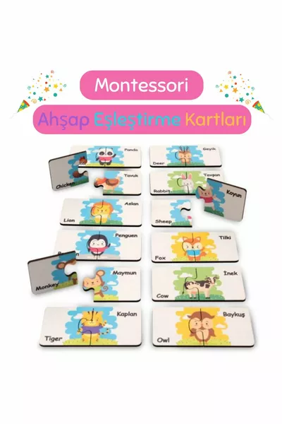 Carte di Abbinamento in Legno Montessori / 1+ Anni / Set di Gioco Educativo, Istruttivo e Sicuro per Bambini