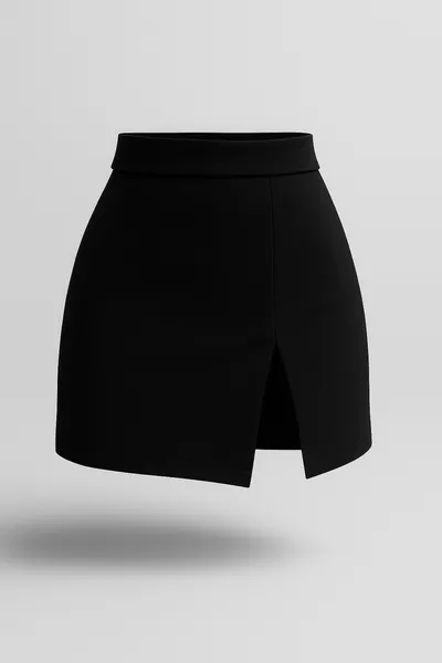 شورت تنورة نسائي أسود مع شق من الأمام