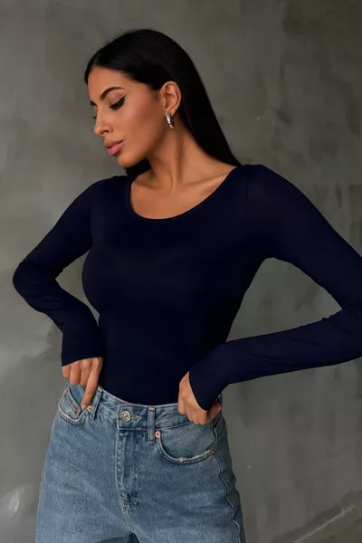 Dames Navyblauw Prinsessenhals Blouse