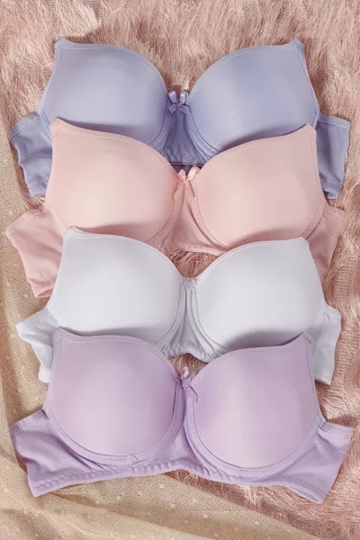 طقم صدرية نسائية مكون من 4 قطع مع دعامة وحشوة وسلك