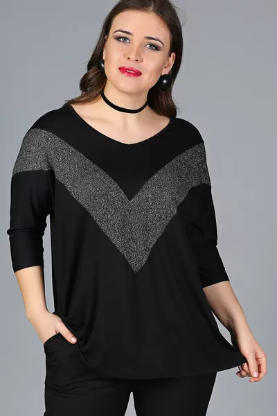 Plus Size V Neck Sim Blouse