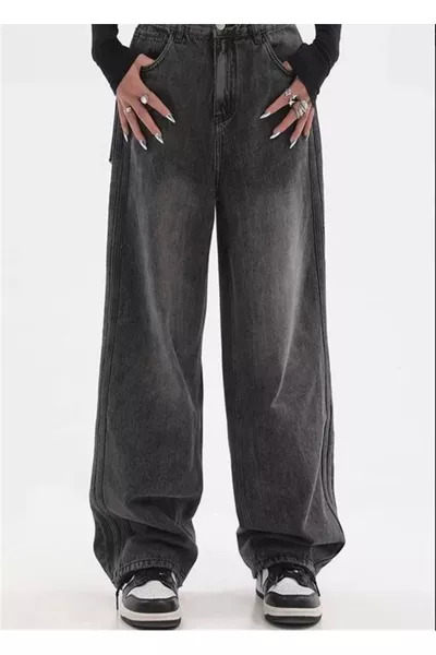 K RECYCLED BLACK CARGO POCKET WIDE LEG JEAN