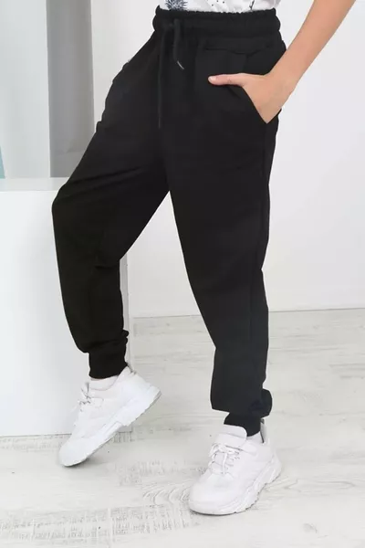 Pantaloni da tuta da ragazzo Ciggo Kids jogger con tasche, set di 3, tinta unita