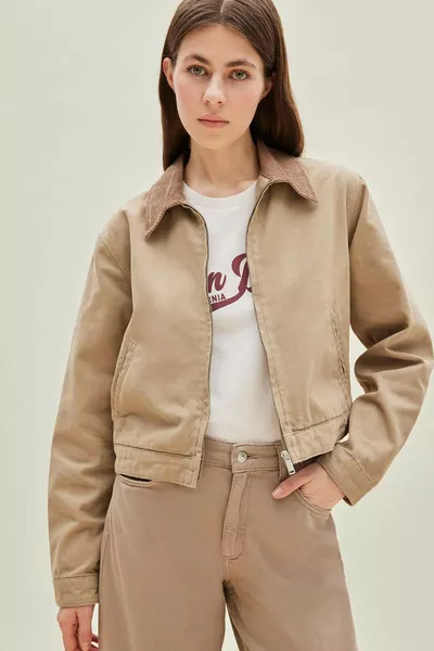 Veste en coton Regular Fit avec col contrastant et poches SP