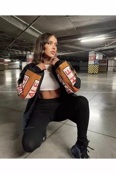 Giacca bomber college con stampa dettagliata