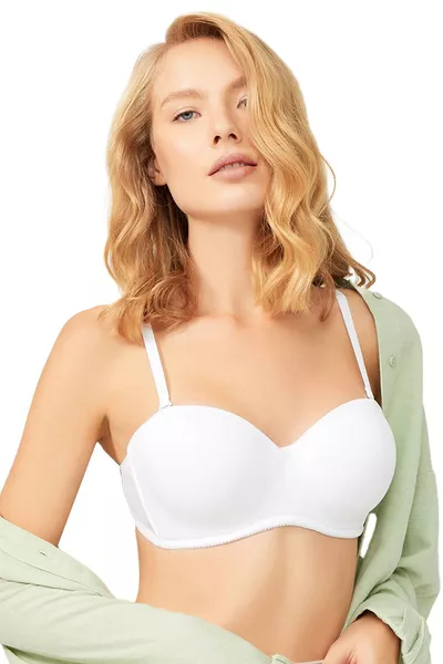 Крем бюстие без подплънка с банел и оформящ ефект без презрамки