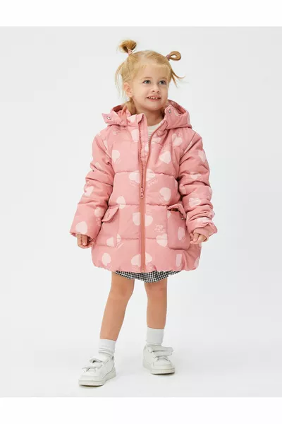 Cappotto per bambina con fantasia rosa