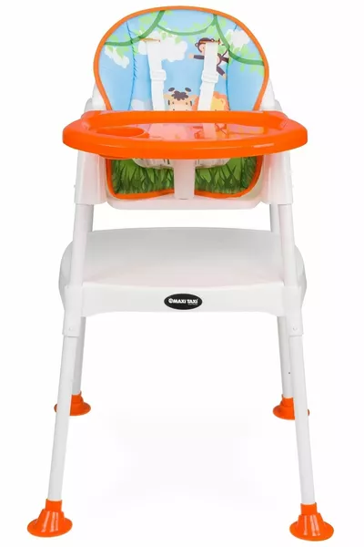 كرسي طعام للأطفال بنقشة سفاري 3 في 1 - برتقالي