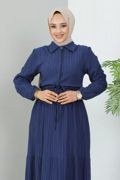 Abito con colletto a camicia e mezzi bottoni Lara