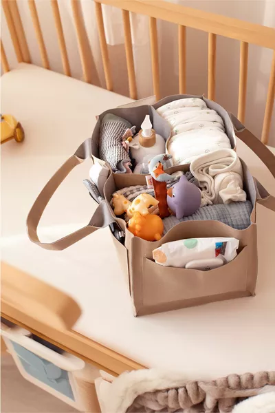 Сумка для мамы и ухода за ребенком M - Органайзер для смены подгузников новорожденного - Lamitela бежевый