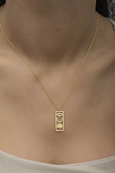 Silver Gold Luck Figurine Necklace