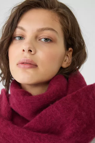 Imported Burgundy (CHERRY) Puffy Soft-Textured Women's Scarf Shawl Shoulder Wrap