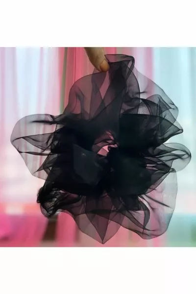 Zwarte middelgrote organza haarclip