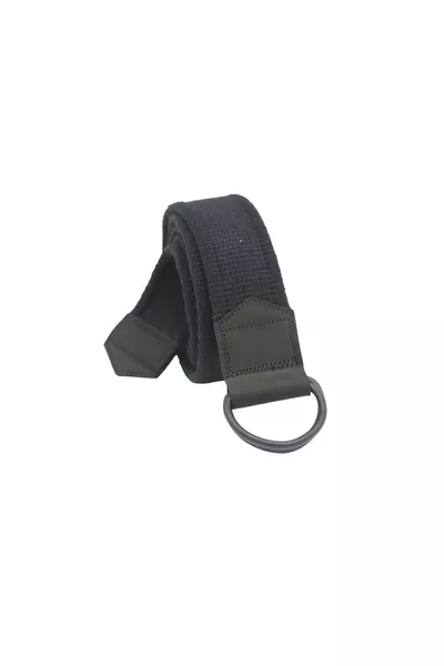 Ceinture de sport en jean noire unisexe en cuir noir avec double anneau en toile