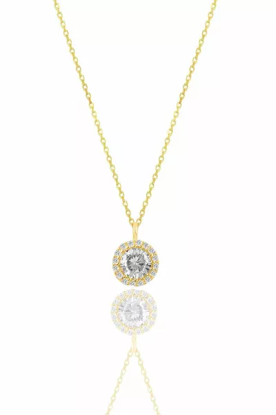 Silver Necklace with Gold Gilded Diamond Design