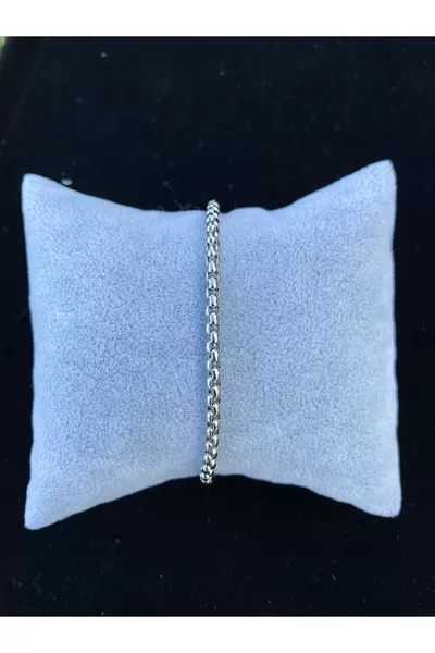 Men's Silver Gray Knit Chain Steel Bracelet