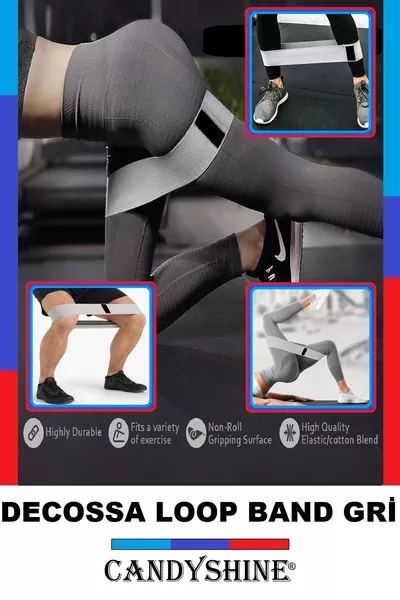 حزام المقاومة Decossa Loop لممارسة التمارين، حزام مقاومة عالي المقاومة، رمادي، مقاومة بالكيلوغرام