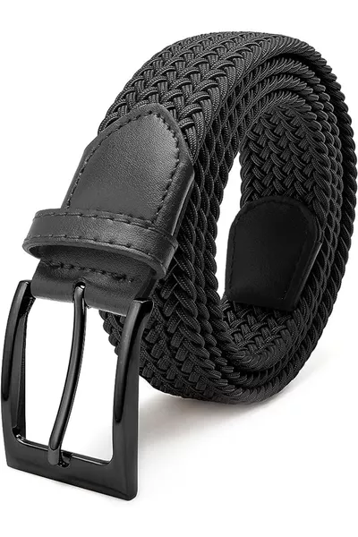 Elastic Knitted Belt 3.5cm Black Elastic Belt Unisex