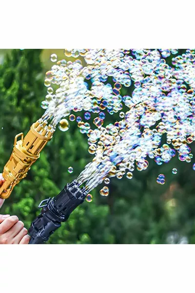 Nanopro Pilli Köpüklü Oyuncak Köpük Baloncuk Makinesi Tabancası + Baloncuk Likitli