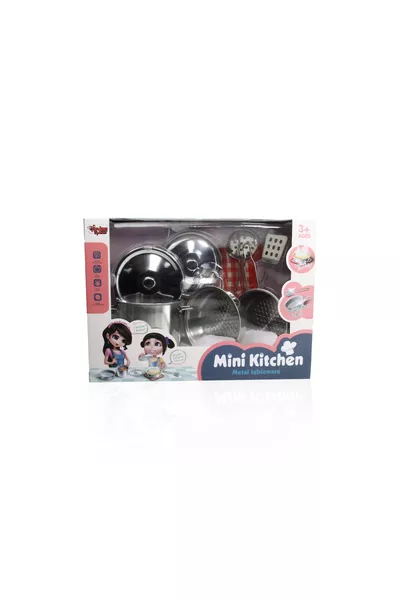 Metal Pot, Pan, and Cooking Toy Kitchen Set