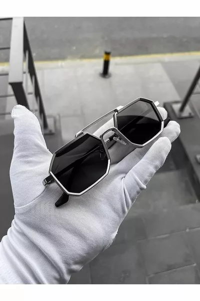 Occhiali da sole unisex Octagon Metal argento e nero