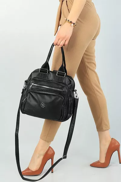 Siyah Çok Gözlü Kadın El Omuz Ve Sırt Çantası