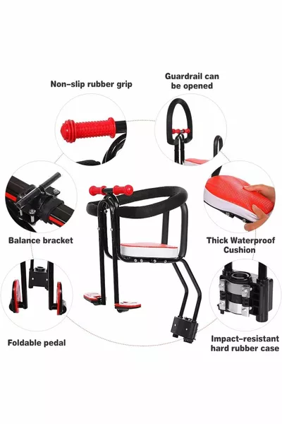 حاملة أطفال للدراجة الأمامية متصلة بالإطار من الصلب - إسفنجي (إكسسوار وقطع غيار الدراجة)