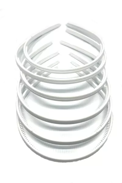 6 Plastic Hair Tiaras 8 mm White Color