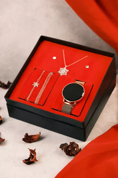 Ensemble montre-bracelet femme tactile collier bracelet boucles d'oreilles