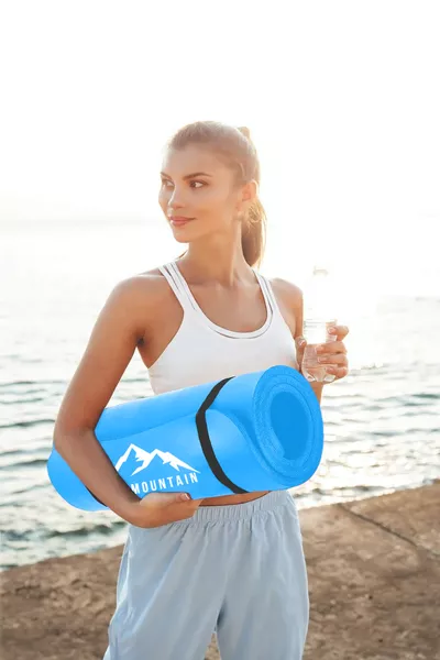 Premium Pilates Yoga Mat, Sports Mat, Exercise Mat, Pilates Cushion, Non-Slip Base, Cm Mm Blue