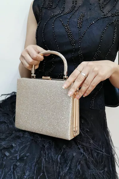 Damen Gold Sand Glitzer Abendtasche Clutch