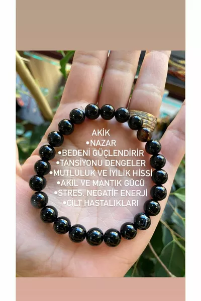 سوار حجر العقيق الأسود الطبيعي أصلي للرجال والنساء