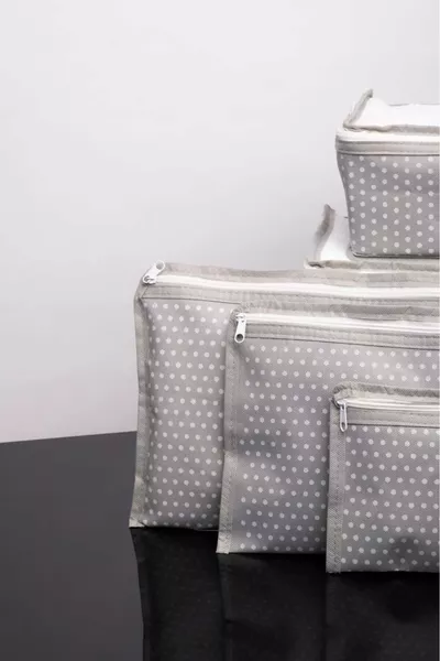 حقيبة خروج المستشفى للمواليد بتصميم نقاط فاخرة، 6 قطع منظِّمة