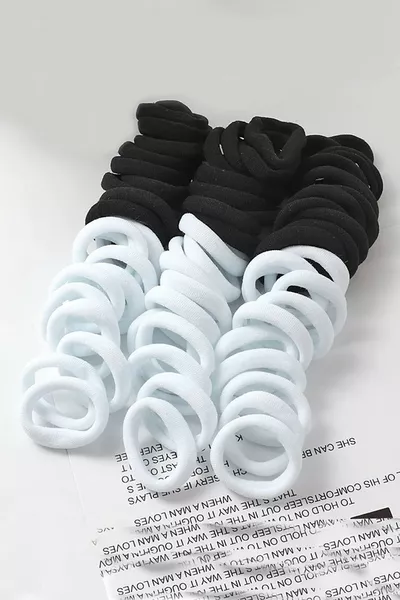 Дамски комплект черно-бели гумени фиби