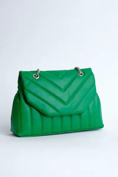 Kadın Yeşil Dikiş Detaylı Kapitone Çapraz Askılı Çanta