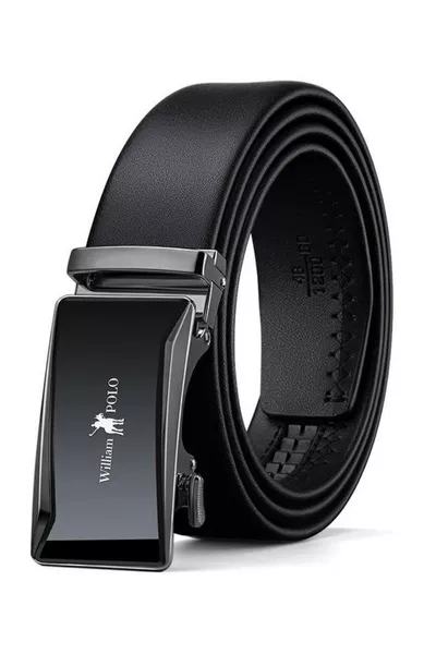 حزام رجالي فاخر من الجلد الطبيعي الإيطالي الأسود من WILLIAMPOLO Deluxe